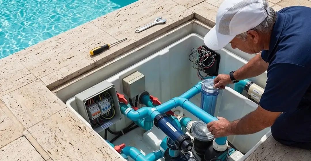 Técnico da Nova Opção na casa de máquinas